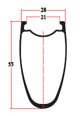 Bản vẽ mặt cắt vành RD28-55C