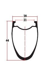 Bản vẽ mặt cắt vành RD28-44C
