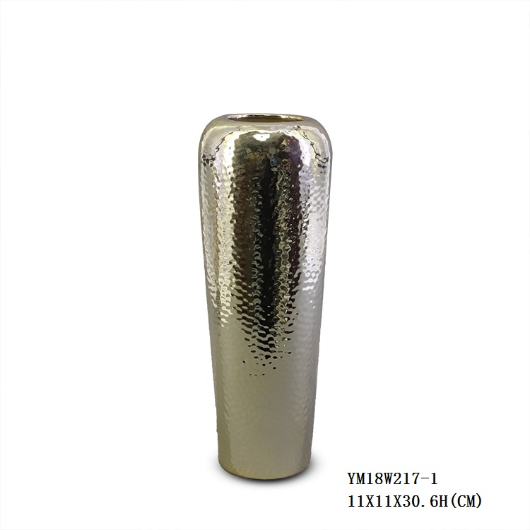 Hammered Electroplated Ceramic Vase Set