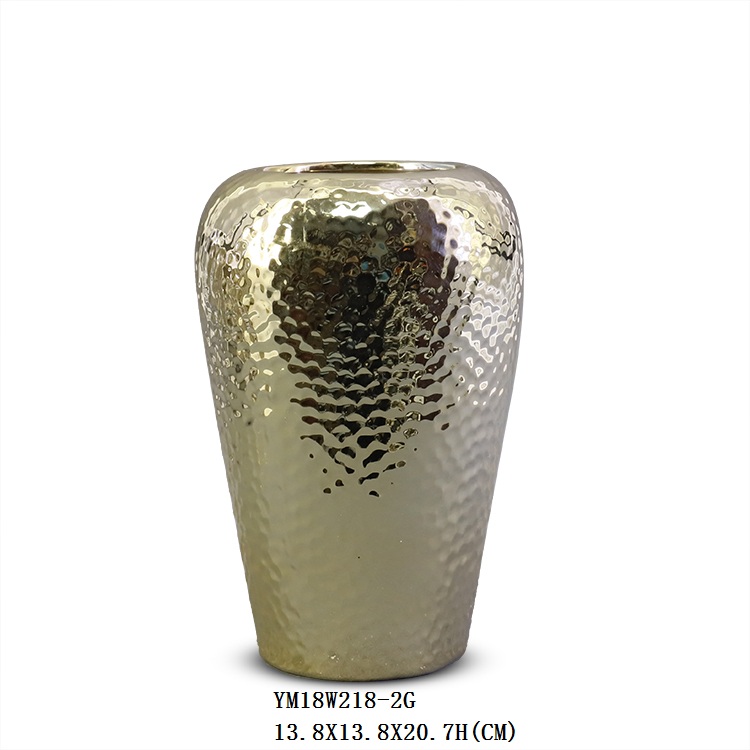 Hammered Electroplated Ceramic Vase Set