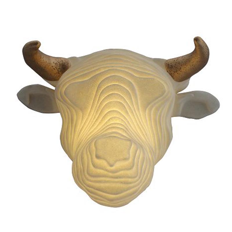 Điêu khắc ánh sáng động vật đầu ánh sáng của động vật trang trí đèn cow đầu tường led hộp pin