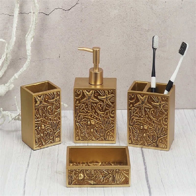 Hot Sale Hotel Luxury Hand-Paint Gold Color Nhựa Phụ kiện phòng tắm