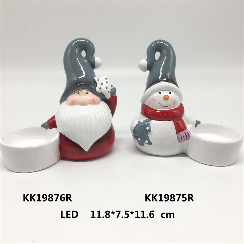 Người giữ ánh sáng trà Santa và Snowman với màu Classica