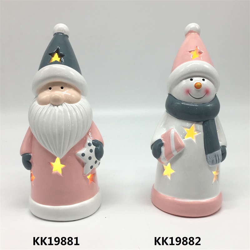 Người giữ ánh sáng trà Santa và Snowman với màu thời trang