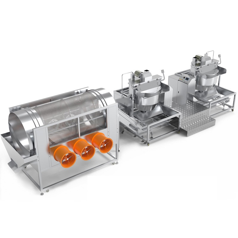 Semi tự động sản xuất bỏng ngô và làm mát dòng sản phẩm bỏng ngô công nghiệp