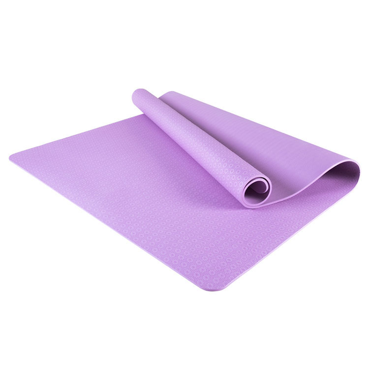 Thân thiện với môi trường in dập nổi dày chống trượt TPE Purple Fitness Yoga Mat