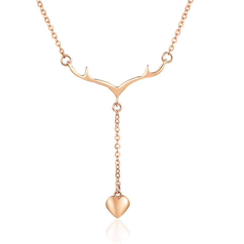 Vòng cổ trang sức vàng hồng Elk 18k với mặt dây chuyền trái tim cho phụ nữ