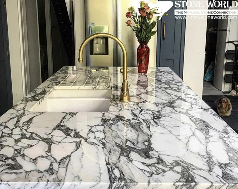 Mặt bàn bằng đá cẩm thạch nhà bếp màu trắng chất lượng cao cho thiết kế nội thất