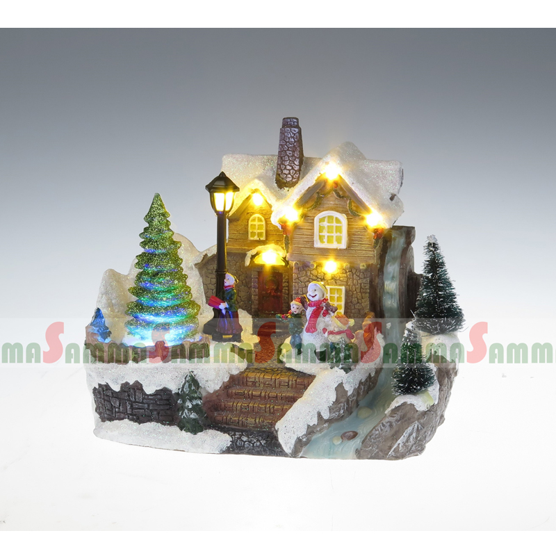 Giáng sinh trang trí cảnh làng với cây đèn led