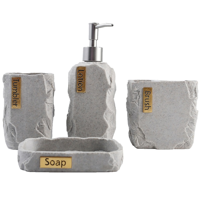 Bộ 4 món phòng tắm bằng nhựa kết cấu bằng đá