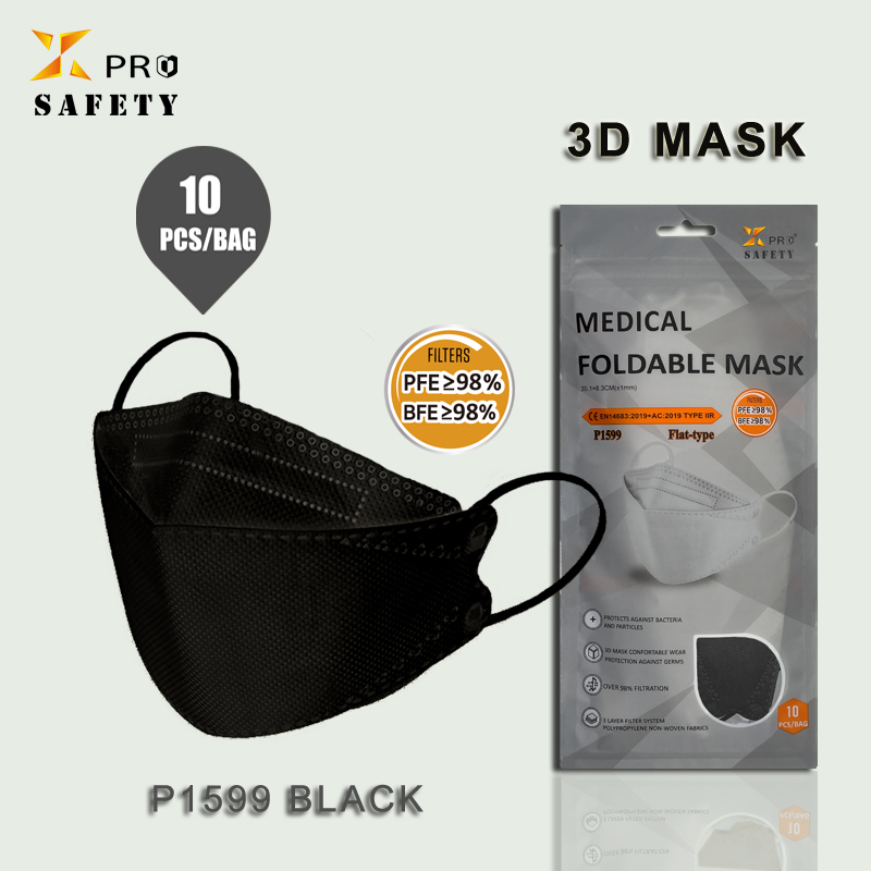 Sản phẩm mới Khẩu trang 3D Đen 10 CÁI / Túi An toàn 4 lớp bảo vệ được làm bằng khẩu trang PPE