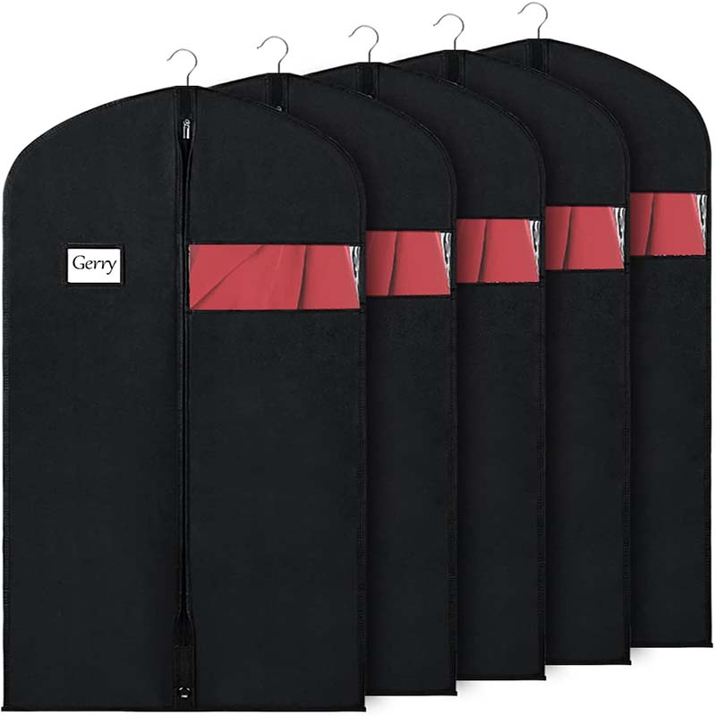 Tùy chỉnh cửa hàng không dệt có sẵn túi đựng quần áo có khóa kéo màu đen với túi đựng đồ có cửa sổ trong suốt