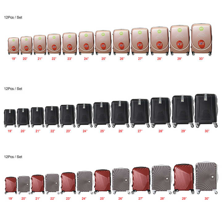 Bộ hành lý vỏ cứng ABS được sản xuất bán thành phẩm với hành lý 12 kiện