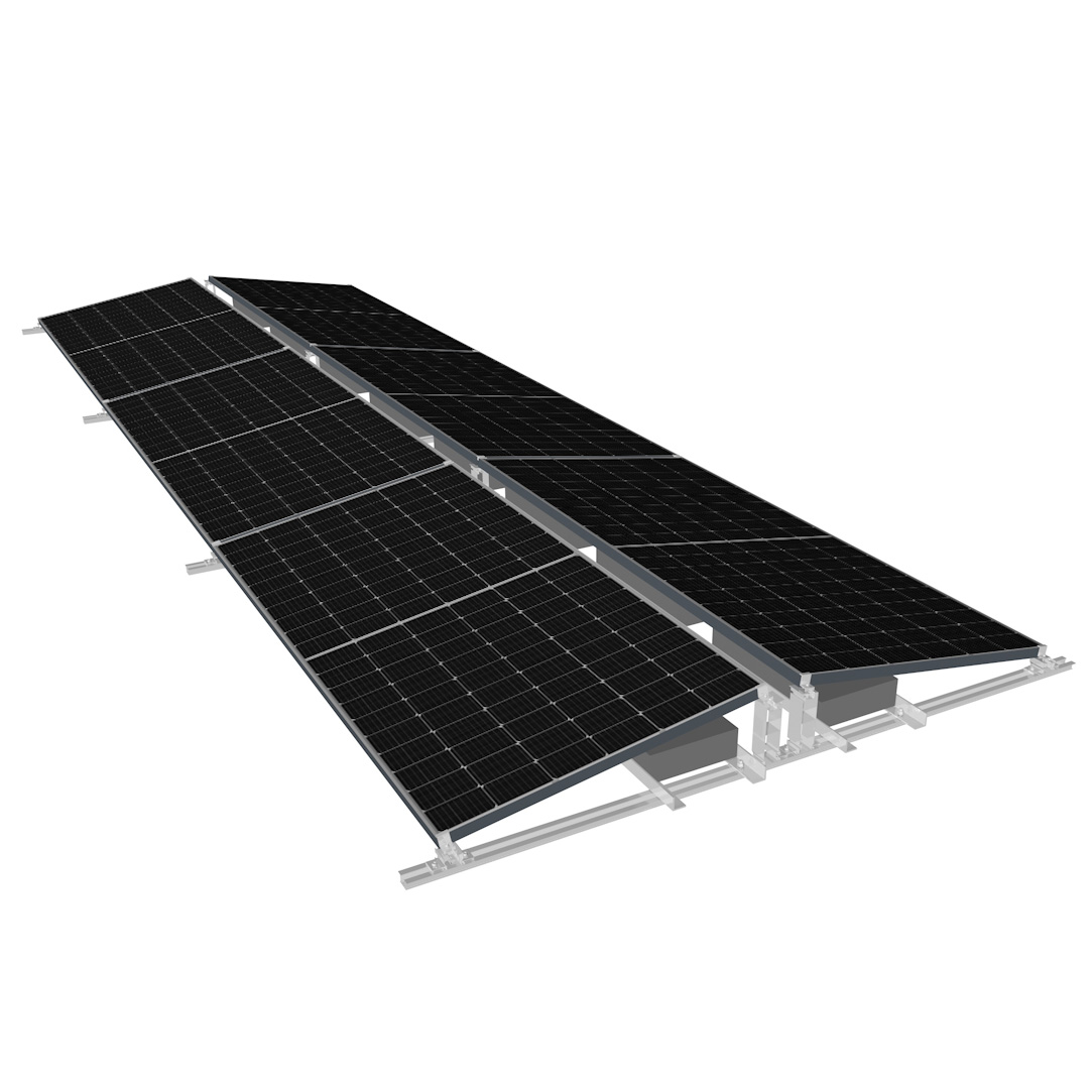 Nhà máy năng lượng mặt trời gắn trên mặt đất có mái bằng phẳng